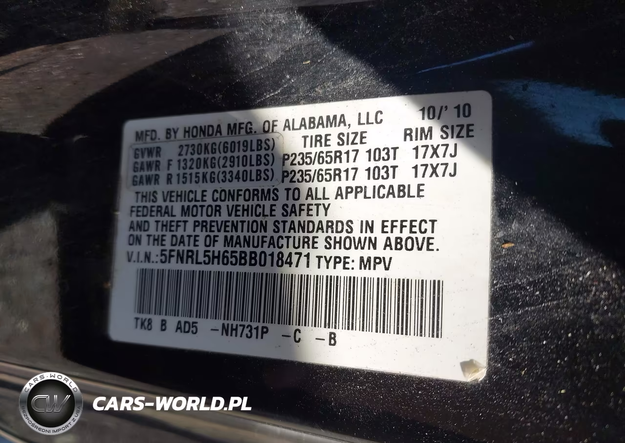 2011 Honda Odyssey Ex-L VIN:5FNRL5H65BB018471 - 9
