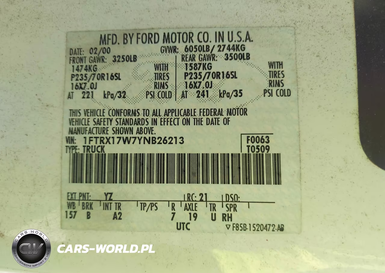 2000 Ford F-150 Lariat-Work Series-Xl-Xlt VIN:1FTRX17W7YNB26213 - 9