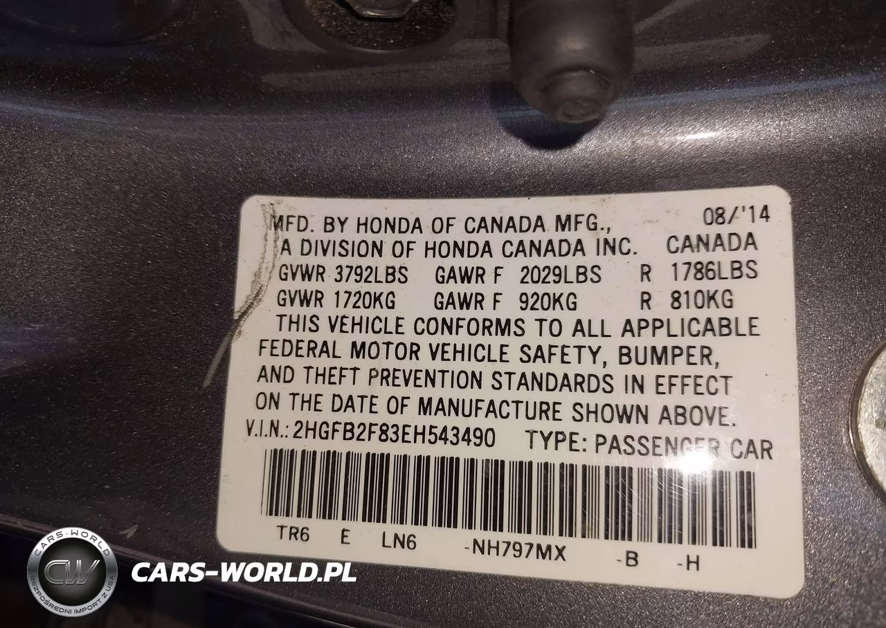 2014 Honda Civic Ex VIN:2HGFB2F83EH543490 - 9