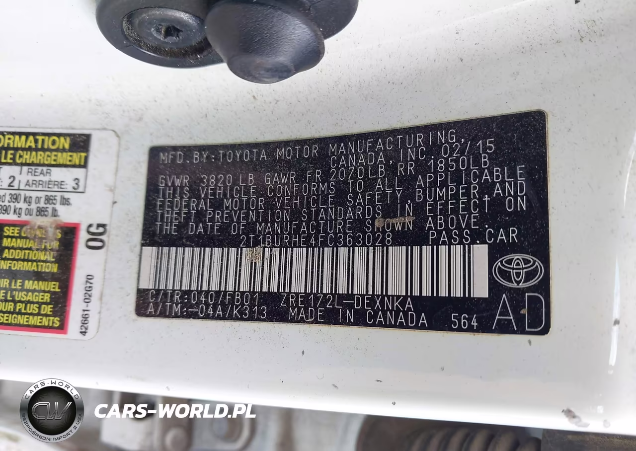 2015 Toyota Corolla Le VIN:2T1BURHE4FC363028 - 9