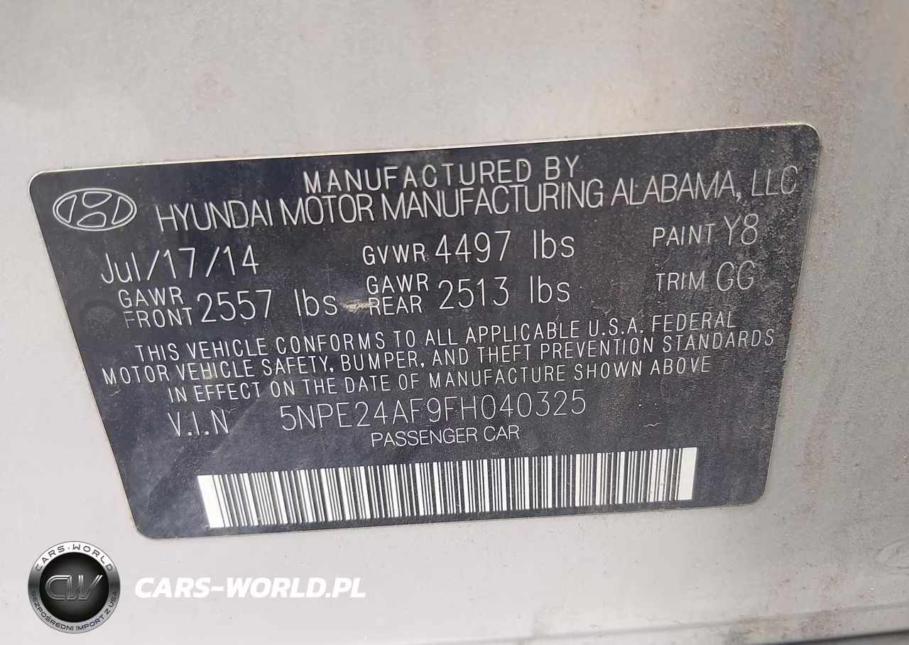 2015 Hyundai Sonata Se VIN:5NPE24AF9FH040325 - 9