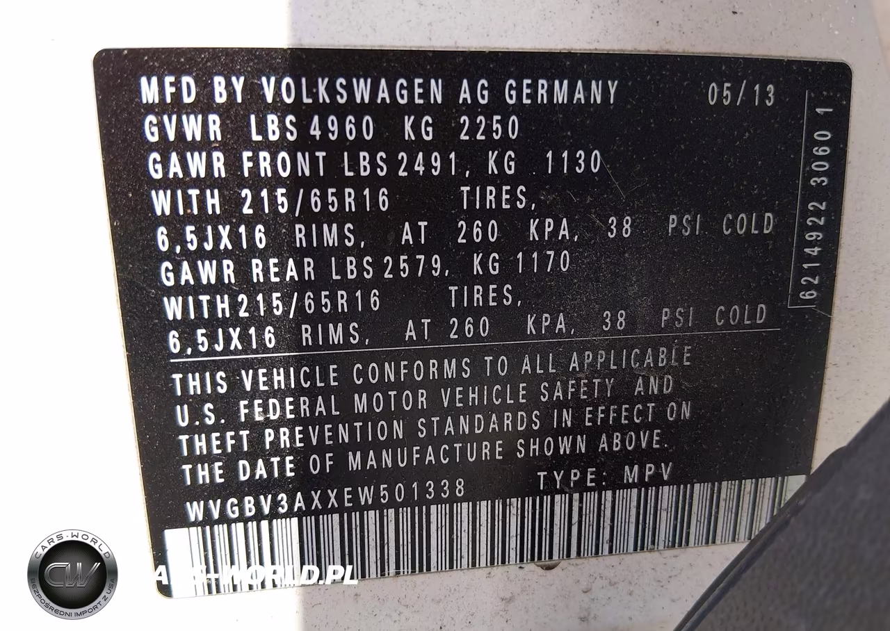 2014 Volkswagen Tiguan S VIN:WVGBV3AXXEW501338 - 9