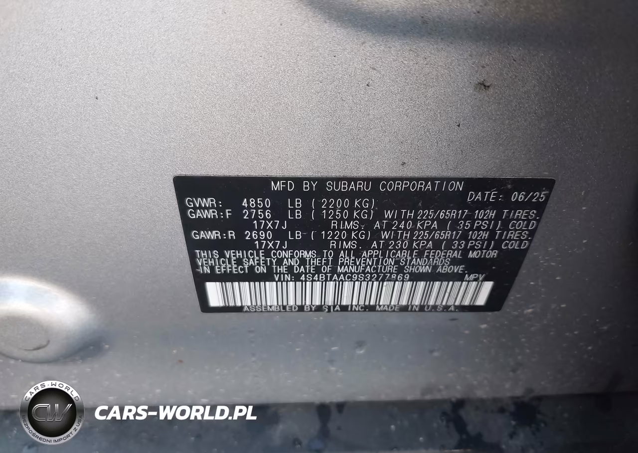 2025 Subaru Outback VIN:4S4BTAAC9S3277869 - 9