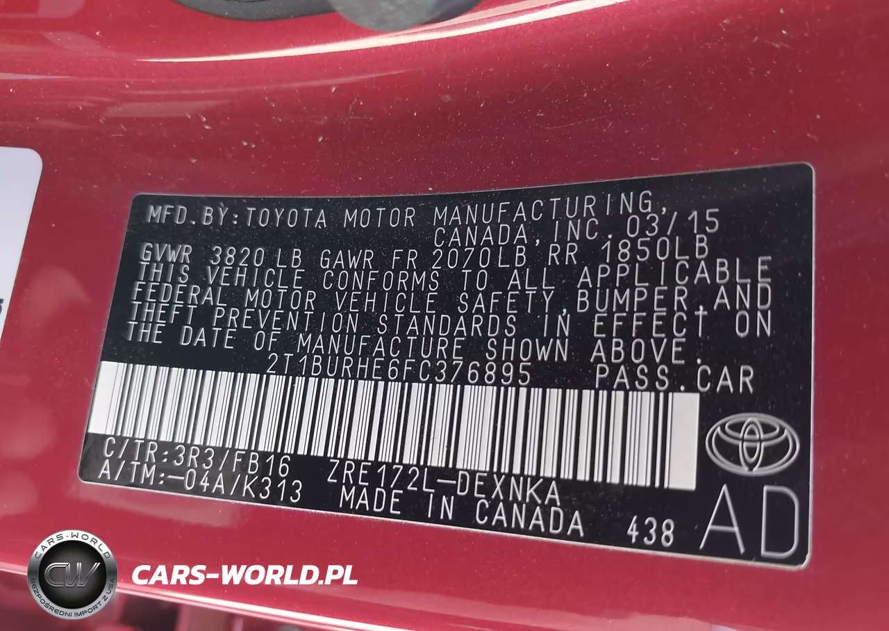 2015 Toyota Corolla Le Plus VIN:2T1BURHE6FC376895 - 9