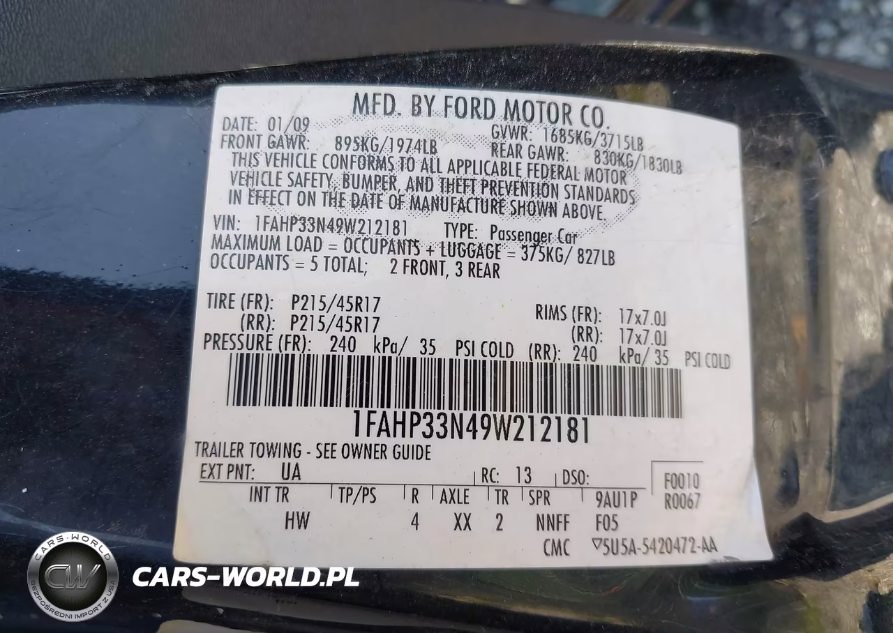 2009 Ford Focus Ses VIN:1FAHP33N49W212181 - 9