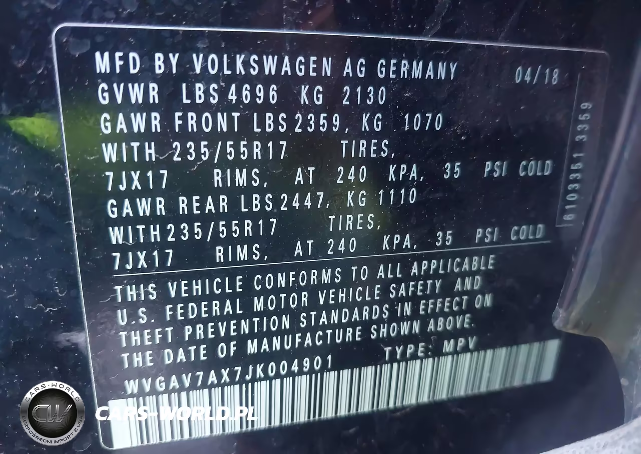 2018 Volkswagen Tiguan Limited 2.0T VIN:WVGAV7AX7JK004901 - 9
