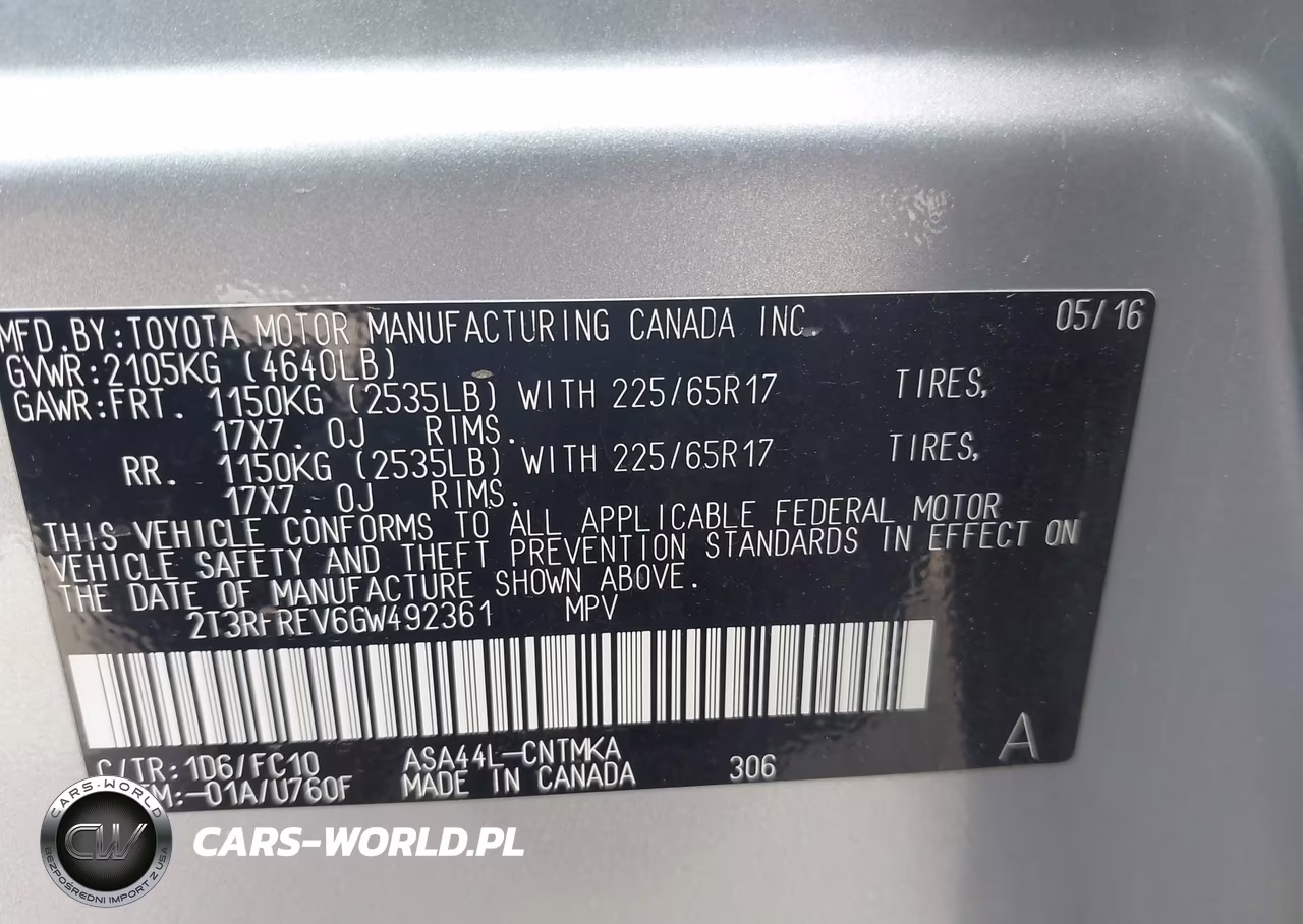 2016 Toyota Rav4 Xle VIN:2T3RFREV6GW492361 - 9