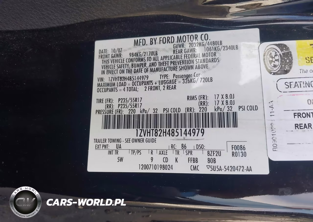 2008 Ford Mustang Gt Deluxe-Gt Premium VIN:1ZVHT82H485144979 - 9