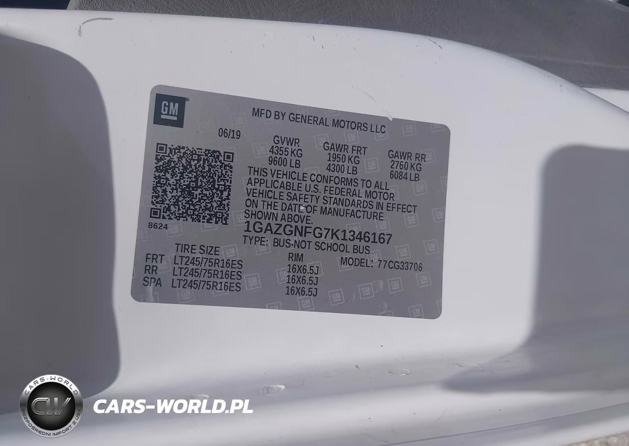 2019 Chevrolet Express 3500 Ls VIN:1GAZGNFG7K1346167 - 9