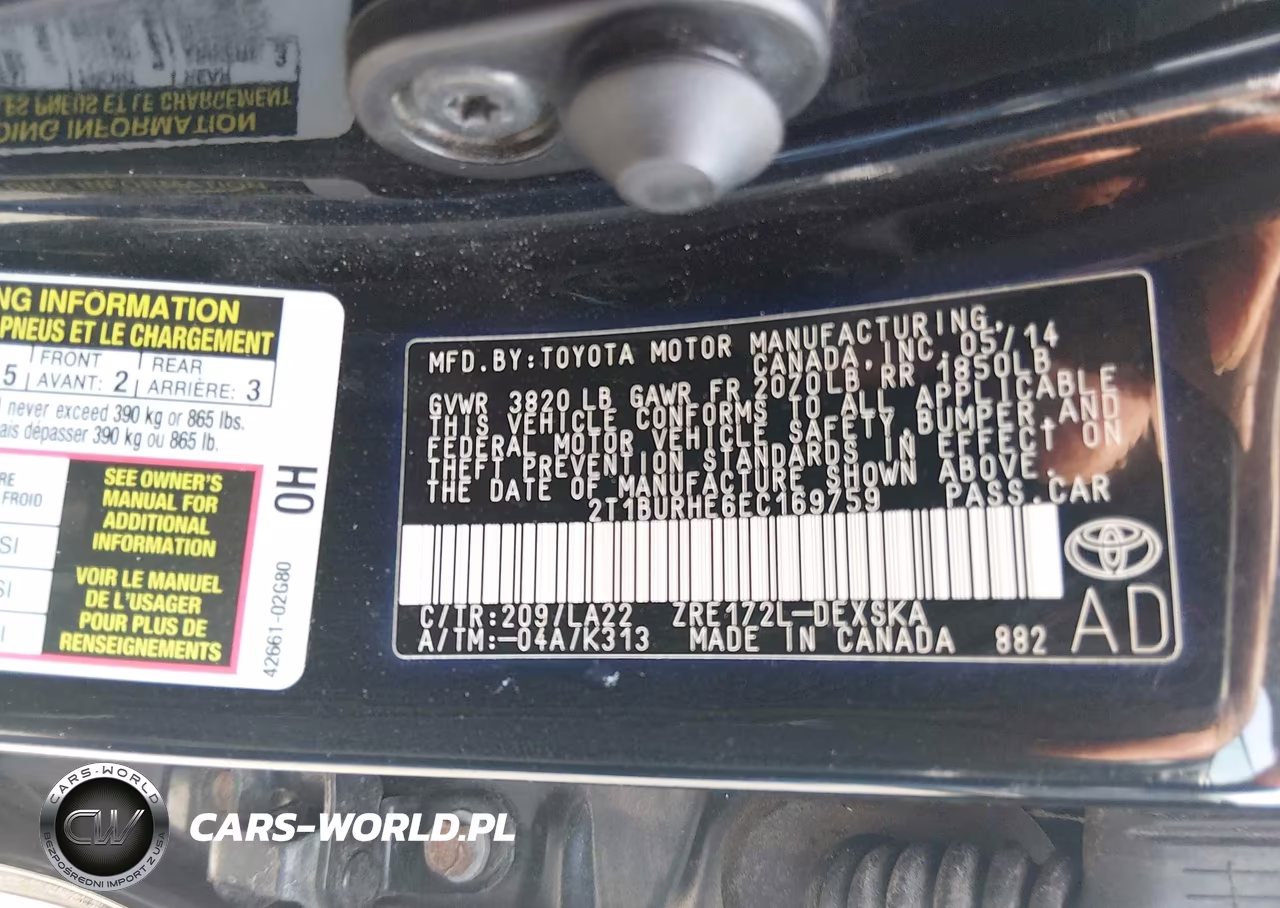 2014 Toyota Corolla S Premium VIN:2T1BURHE6EC169759 - 9