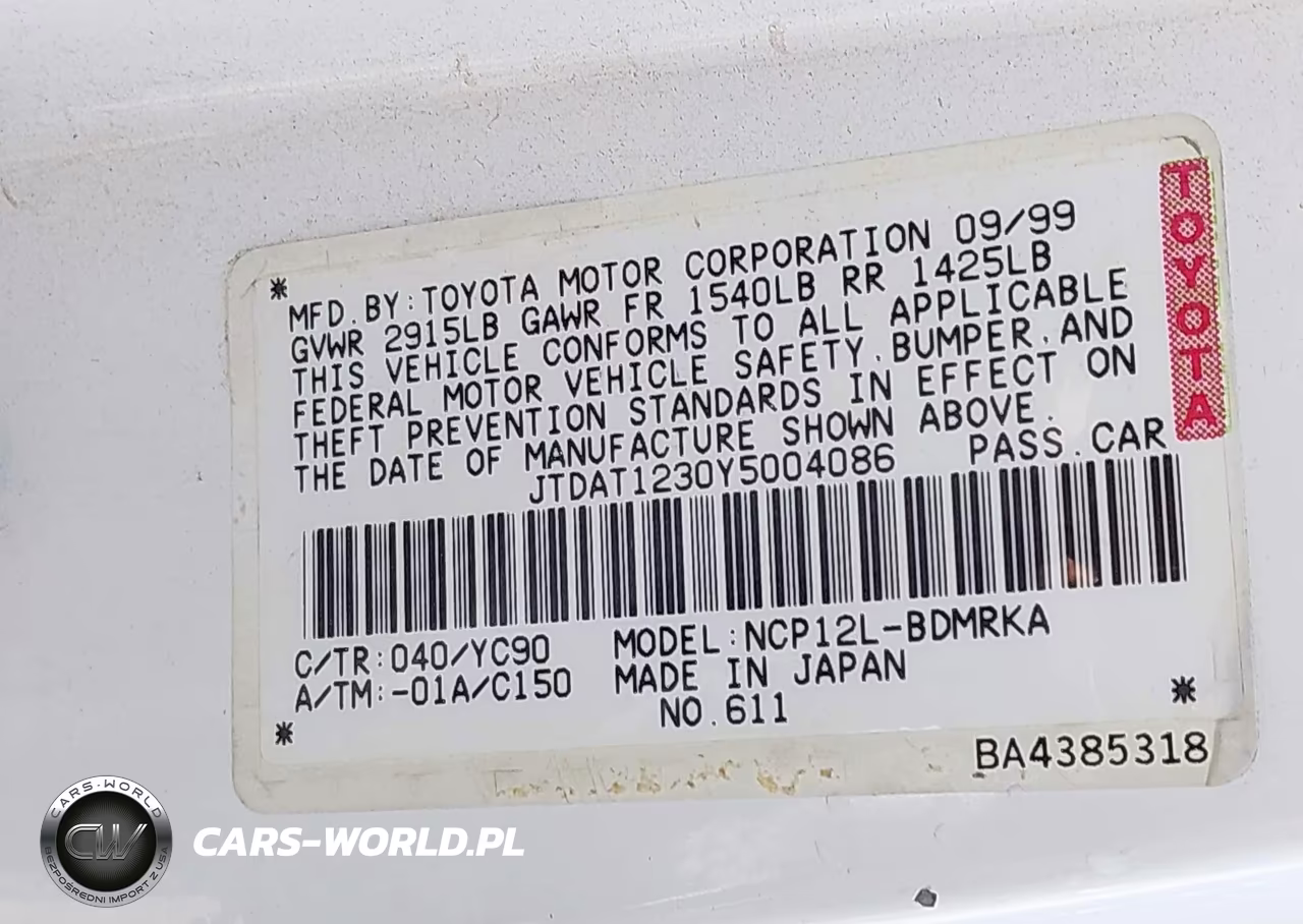 2000 Toyota Echo VIN:JTDAT1230Y5004086 - 9