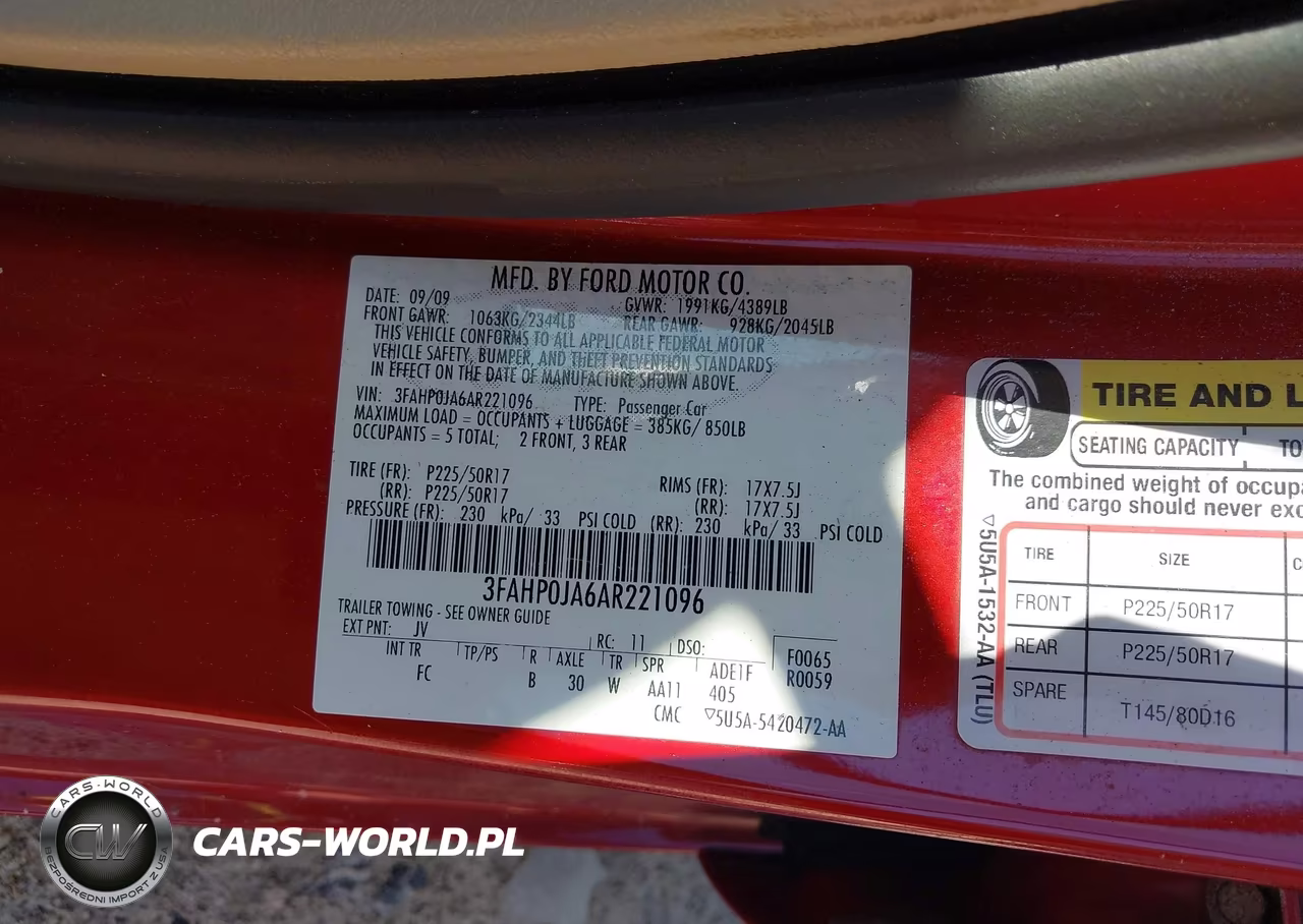 2010 Ford Fusion Sel VIN:3FAHP0JA6AR221096 - 9