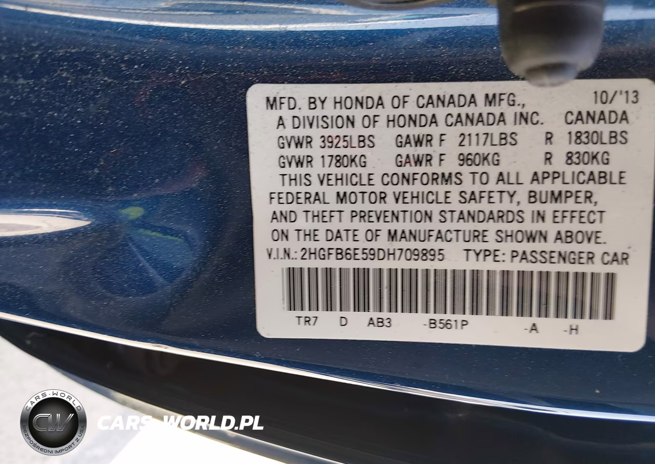 2013 Honda Civic Si VIN:2HGFB6E59DH709895 - 9