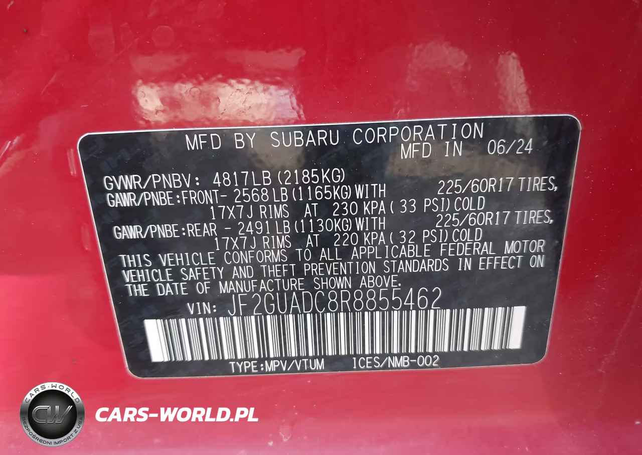 2024 Subaru Crosstrek Premium VIN:JF2GUADC8R8855462 - 9