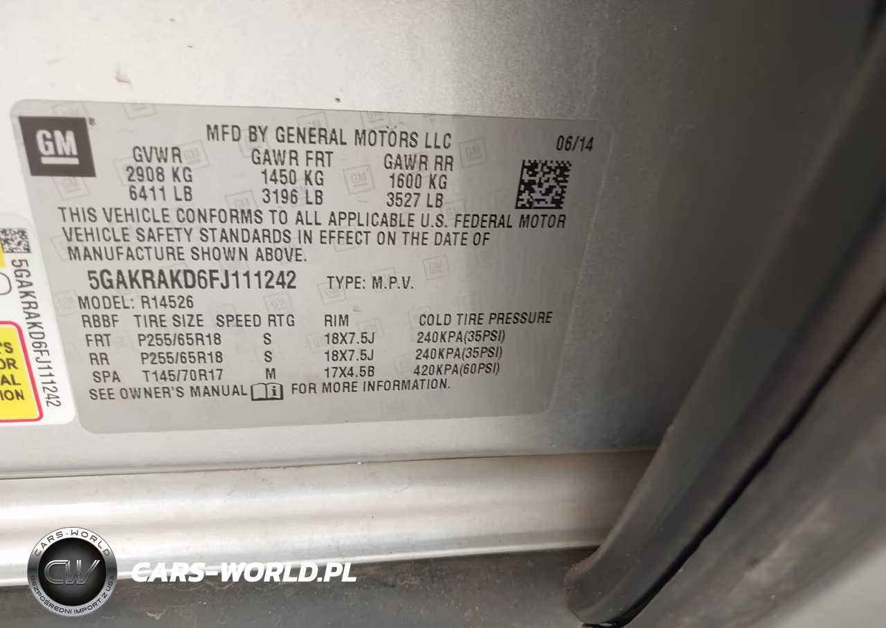 2015 Buick Enclave Convenience VIN:5GAKRAKD6FJ111242 - 9