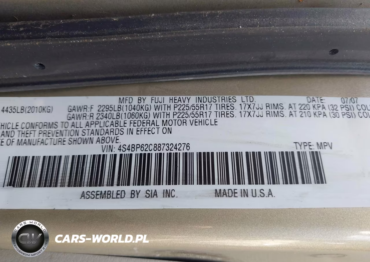 2008 Subaru Outback (Natl) Ltd-Ltd Ll Bean W-Nav-Ltd Ll Bean W-Nav-Vdc-Ltd W-Vdc VIN:4S4BP62C887324276 - 9