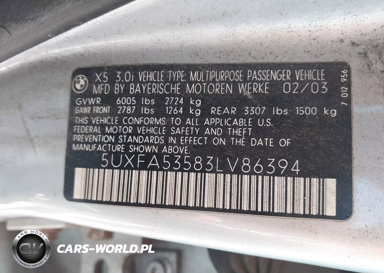 2003 BMW X5 3.0I VIN:5UXFA53583LV86394 - 9