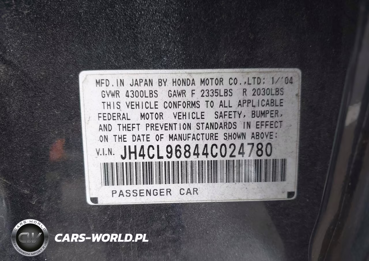2004 Acura Tsx VIN:JH4CL96844C024780 - 9