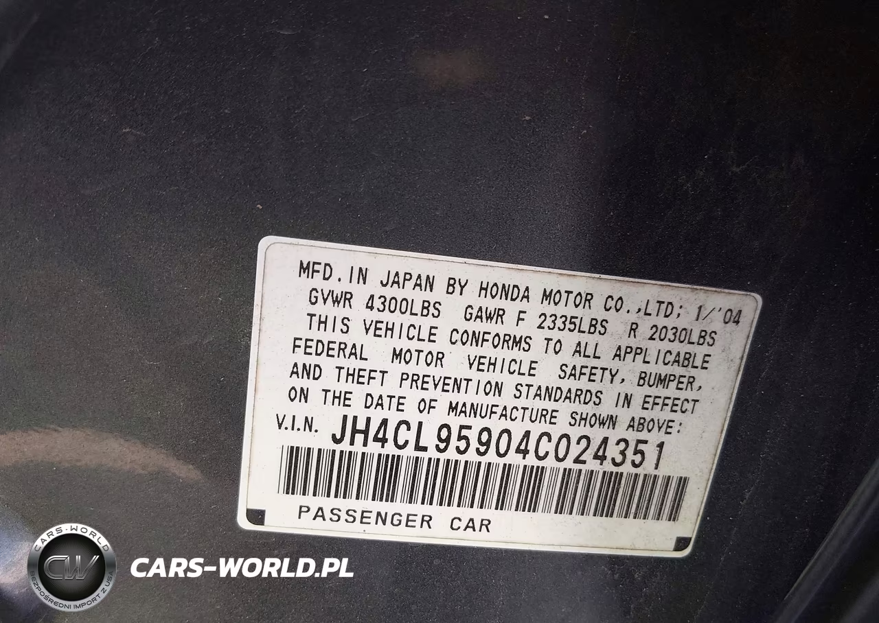 2004 Acura Tsx VIN:JH4CL95904C024351 - 9