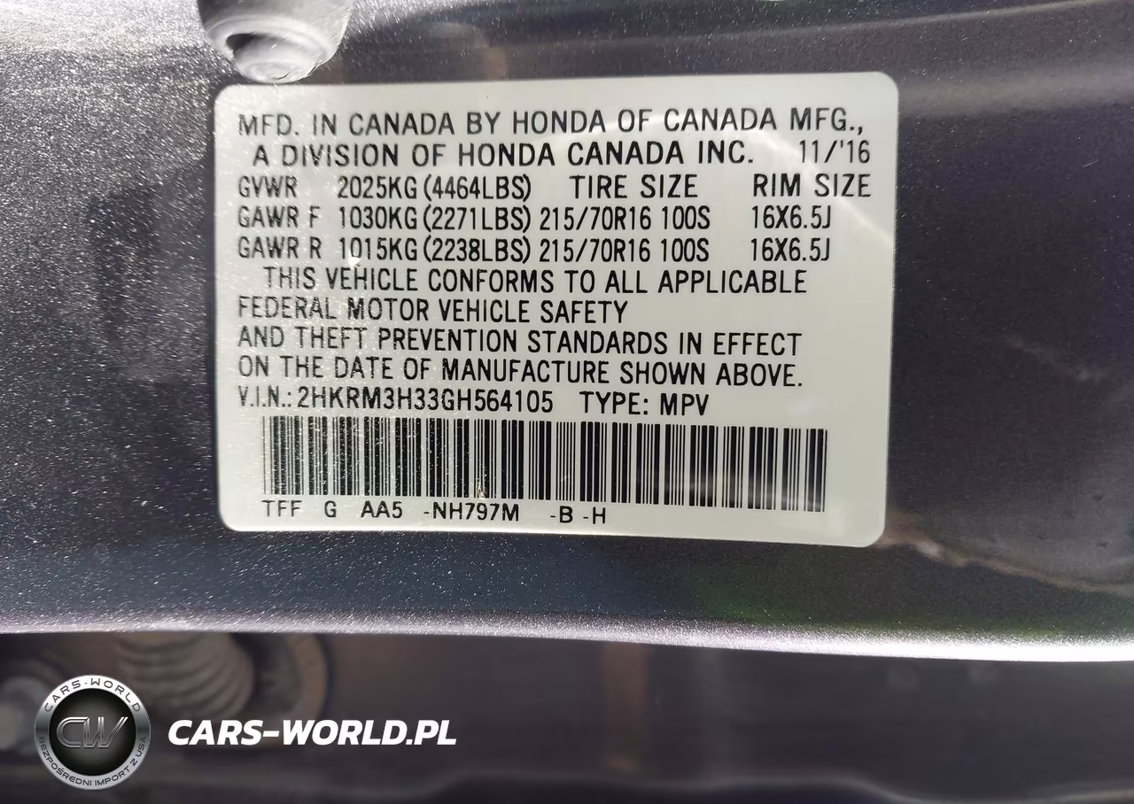 2016 Honda Cr-V Lx VIN:2HKRM3H33GH564105 - 9