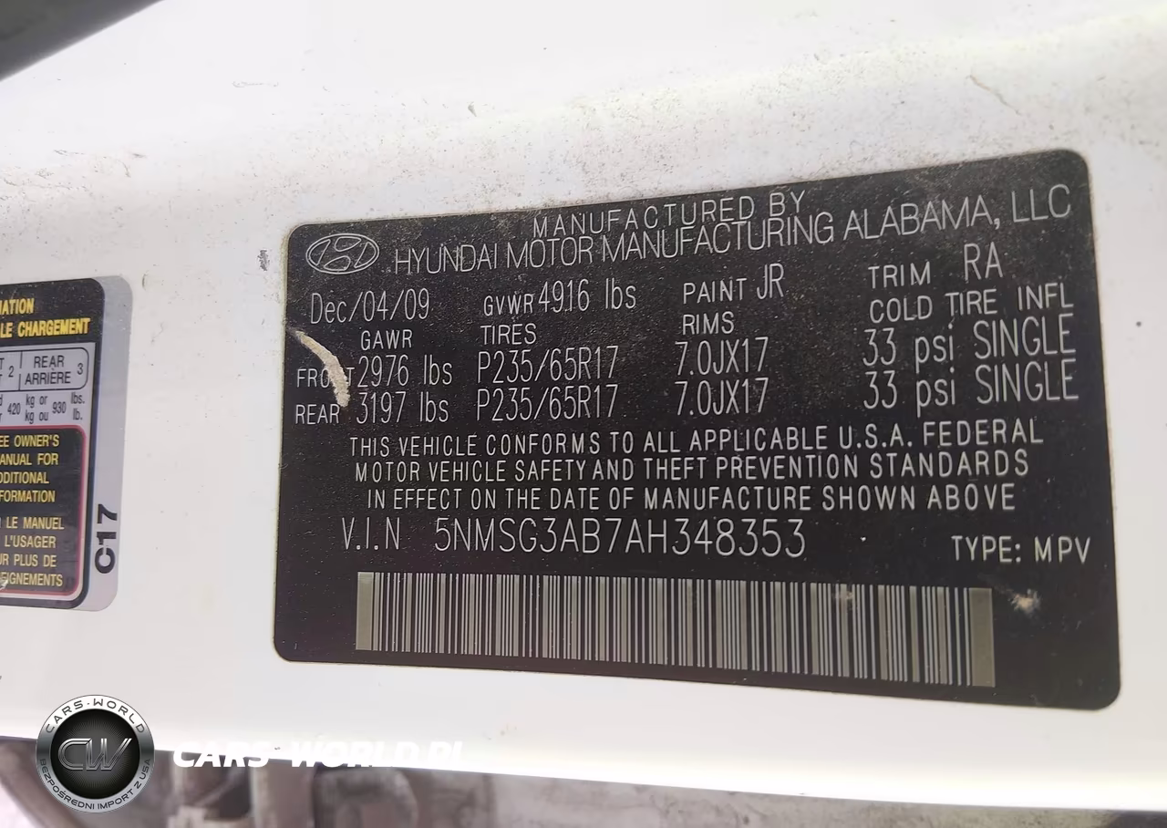 2010 Hyundai Santa Fe Gls VIN:5NMSG3AB7AH348353 - 9