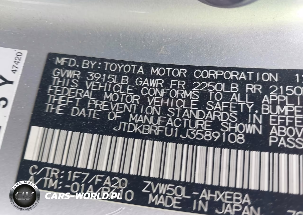 2018 Toyota Prius Two VIN:JTDKBRFU1J3589108 - 9