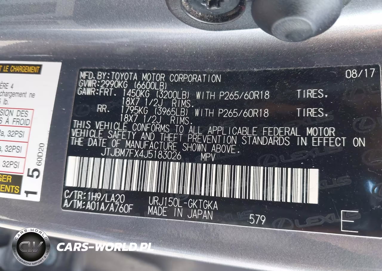 2018 Lexus Gx 460 VIN:JTJBM7FX4J5183026 - 9