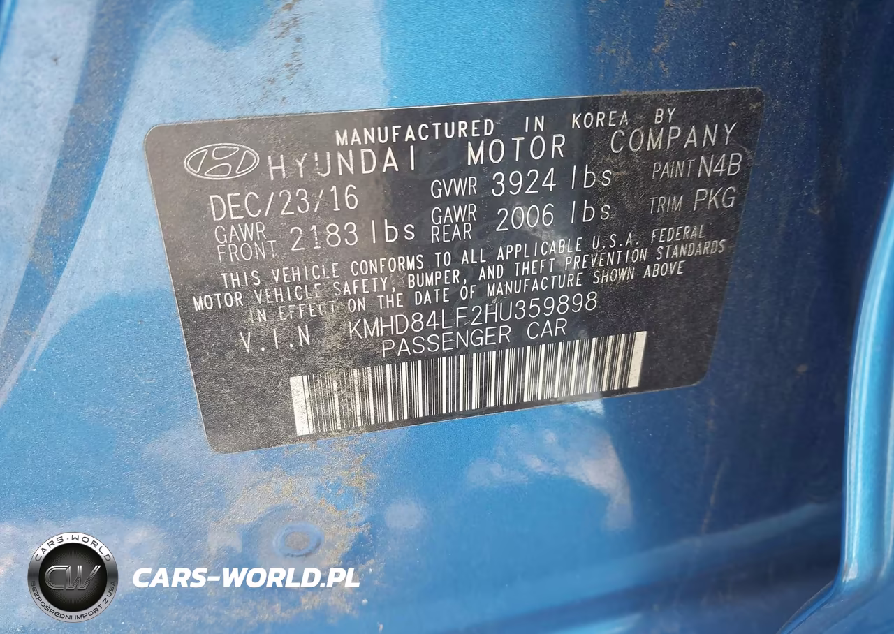 2017 Hyundai Elantra Limited VIN:KMHD84LF2HU359898 - 9