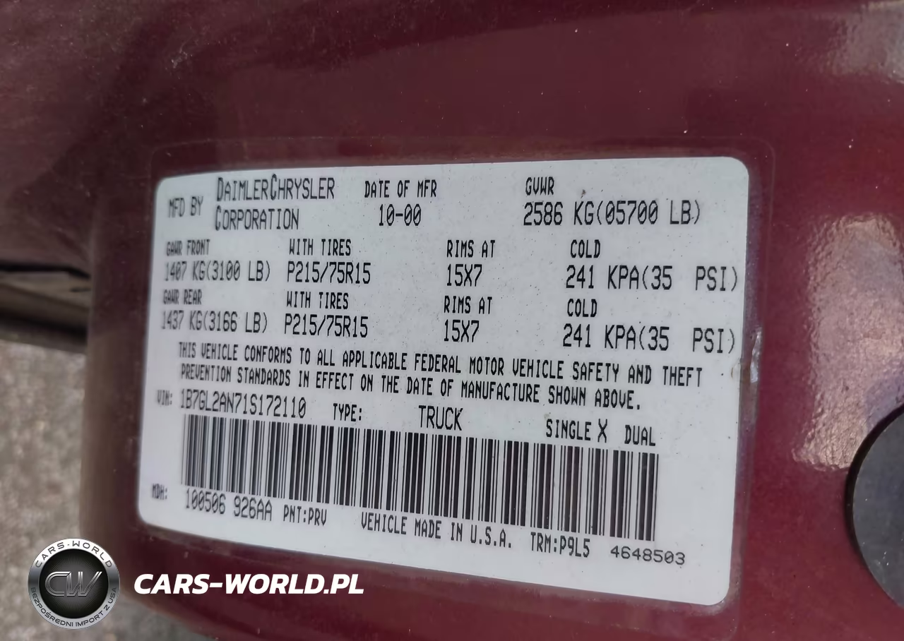 2001 Dodge Dakota Slt-Sport VIN:1B7GL2AN71S172110 - 9