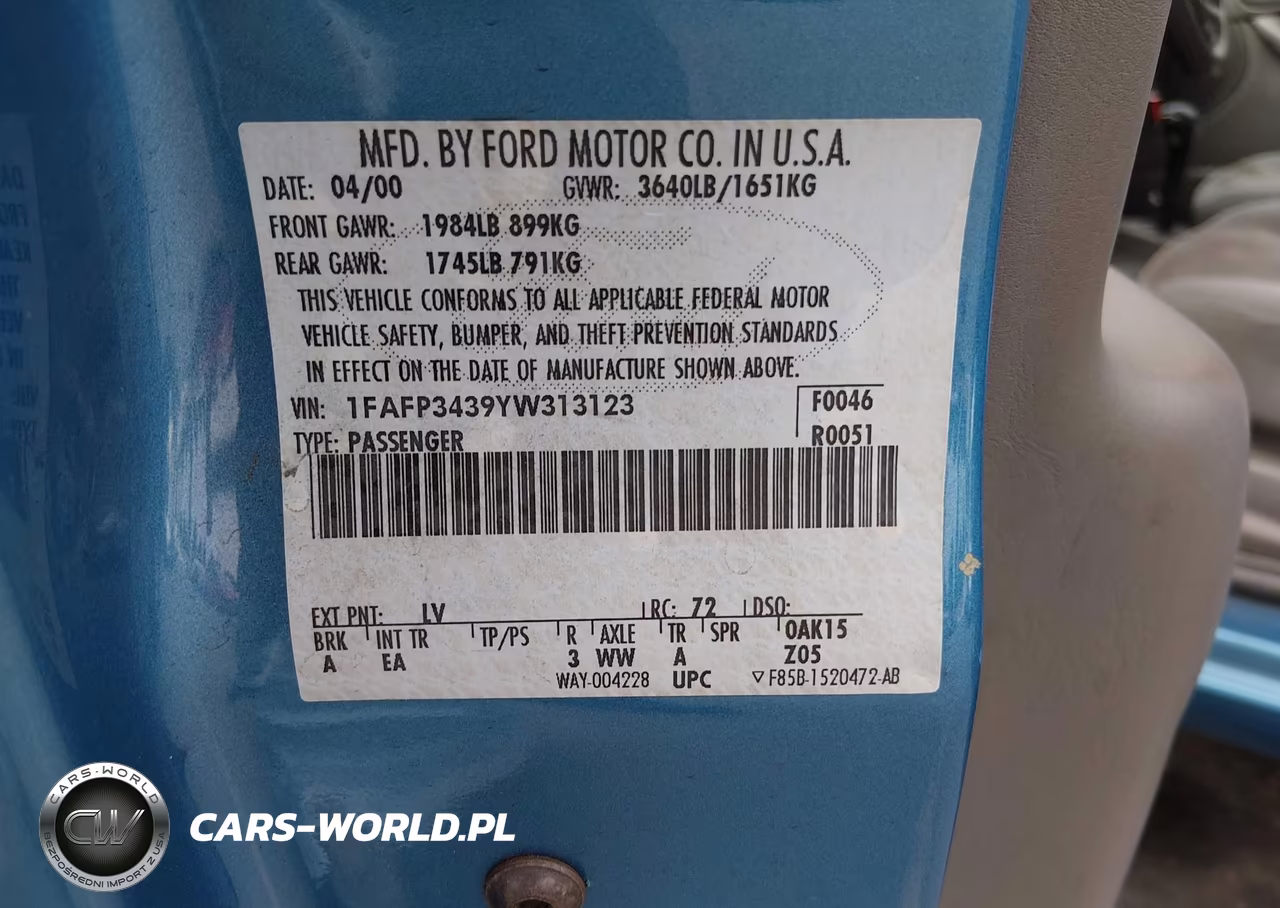 2000 Ford Focus Se VIN:1FAFP3439YW313123 - 9