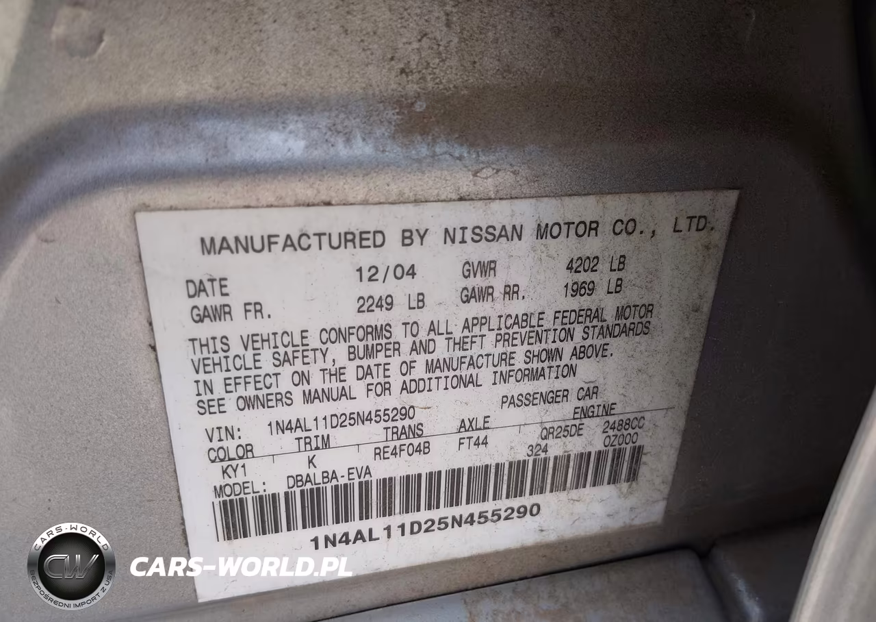 2005 Nissan Altima 2.5 S VIN:1N4AL11D25N455290 - 9