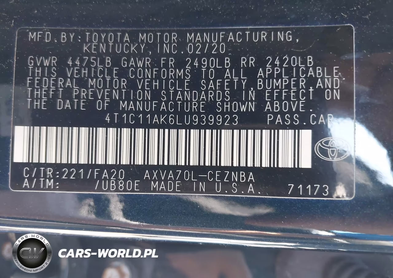 2020 Toyota Camry Le VIN:4T1C11AK6LU939923 - 9