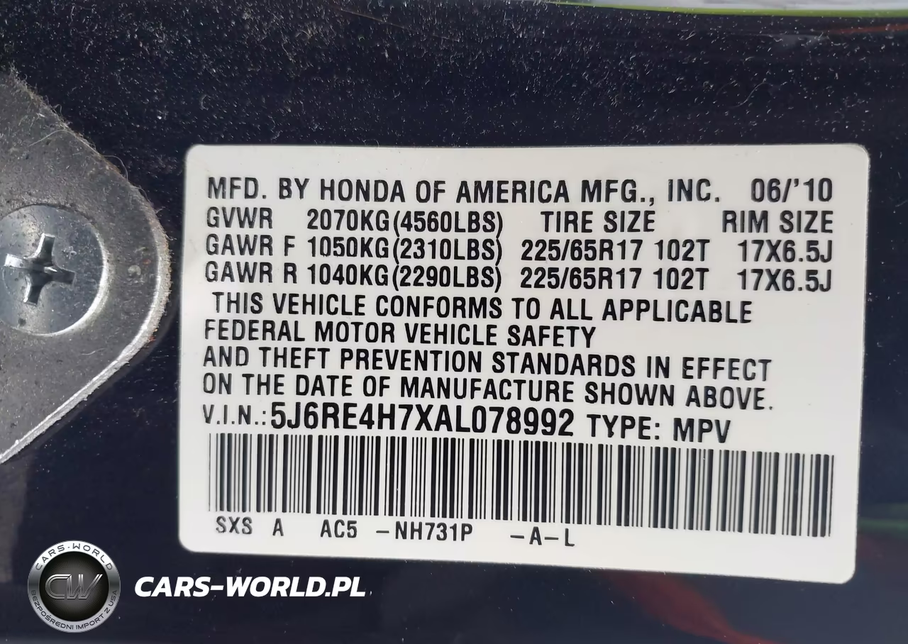 2010 Honda Cr-V Ex-L VIN:5J6RE4H7XAL078992 - 9