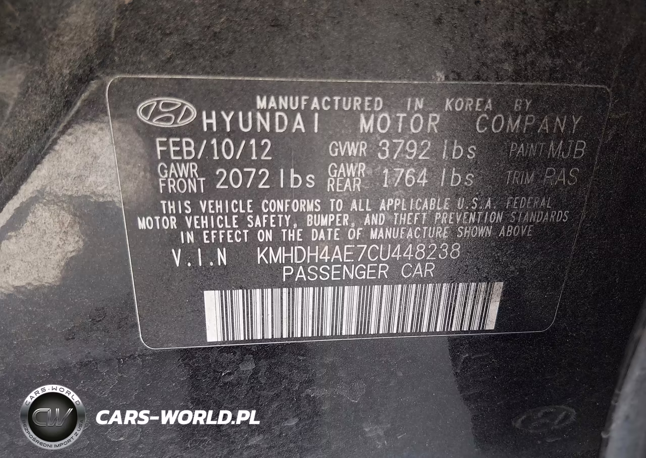 2012 Hyundai Elantra Gls (Ulsan Plant) VIN:KMHDH4AE7CU448238 - 9