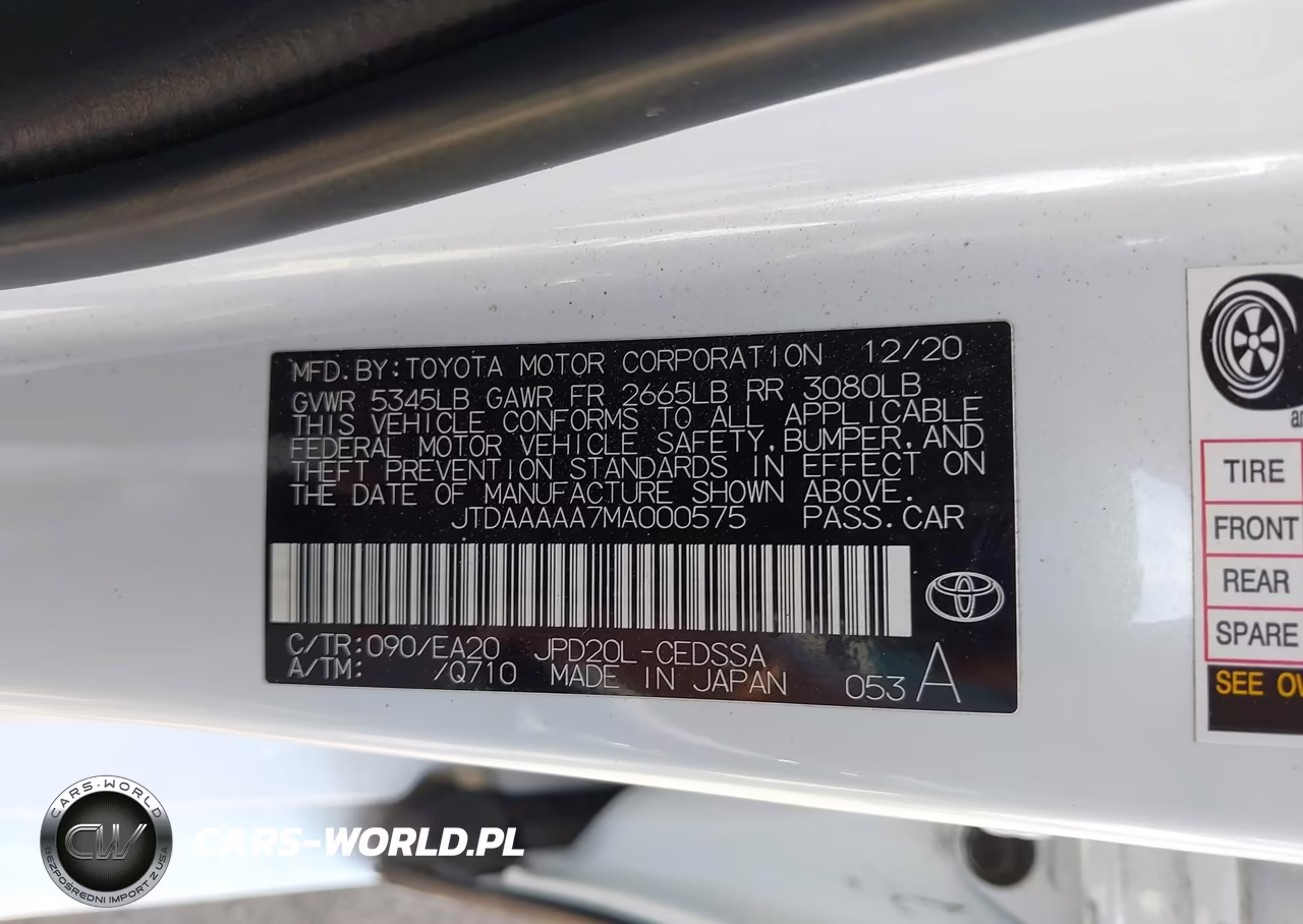 2021 Toyota Mirai Xle VIN:JTDAAAAA7MA000575 - 9