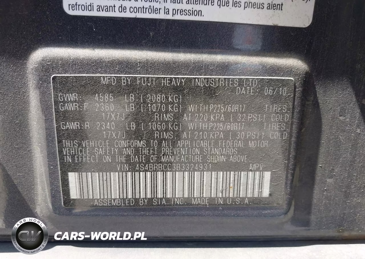 2011 Subaru Outback VIN:454BRBCC3B3324931 - 9