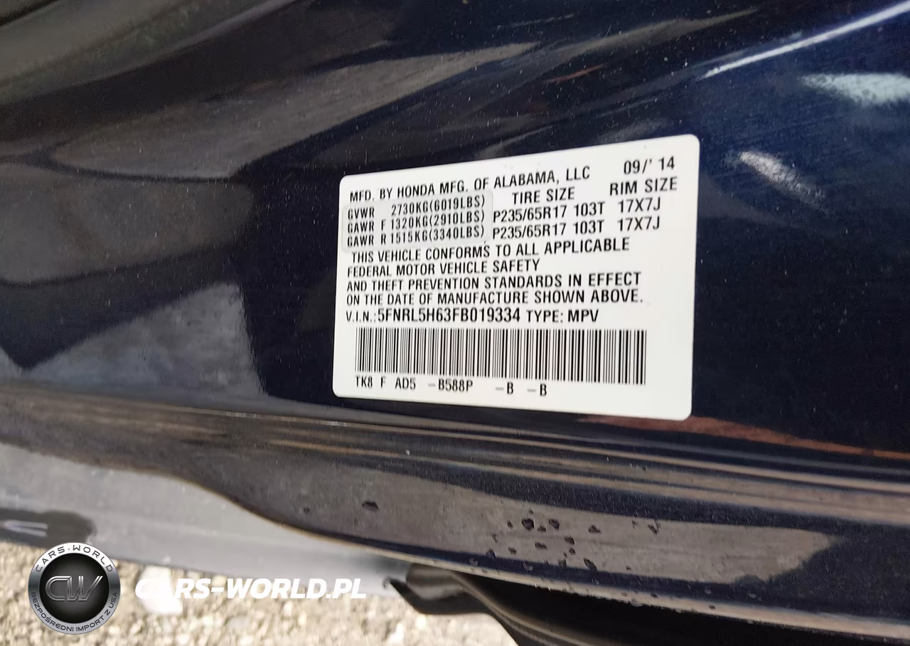 2015 Honda Odyssey Ex-L VIN:5FNRL5H63FB019334 - 9