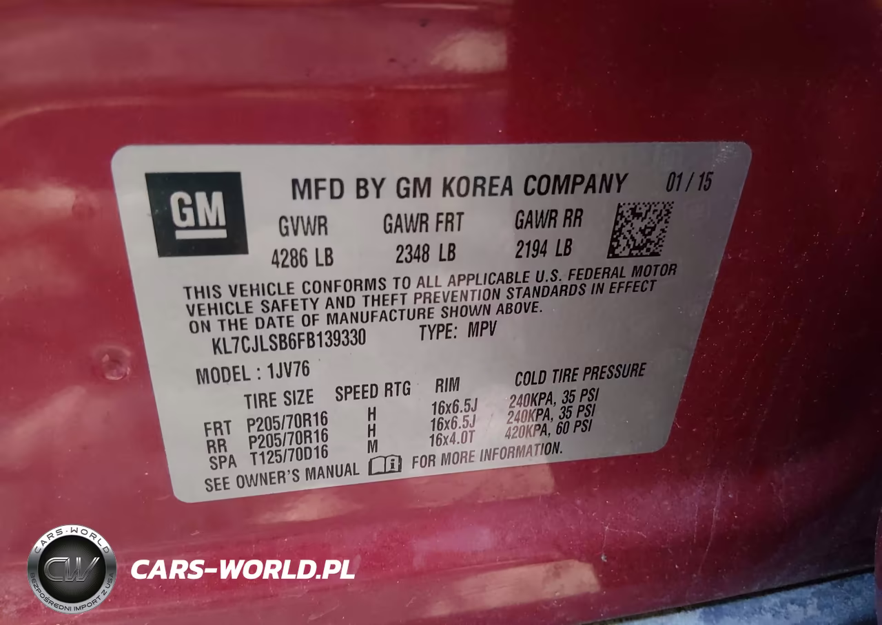 2015 Chevrolet Trax Lt VIN:KL7CJLSB6FB139330 - 9