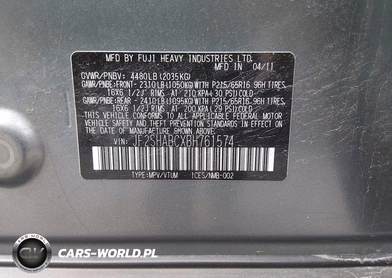 2011 Subaru Forester 2.5X VIN:JF2SHABCXBH761574 - 9