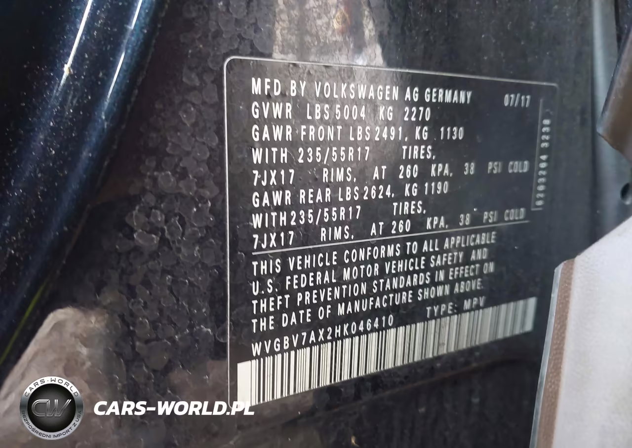 2017 Volkswagen Tiguan 2.0T-2.0T S VIN:WVGBV7AX2HK046410 - 9
