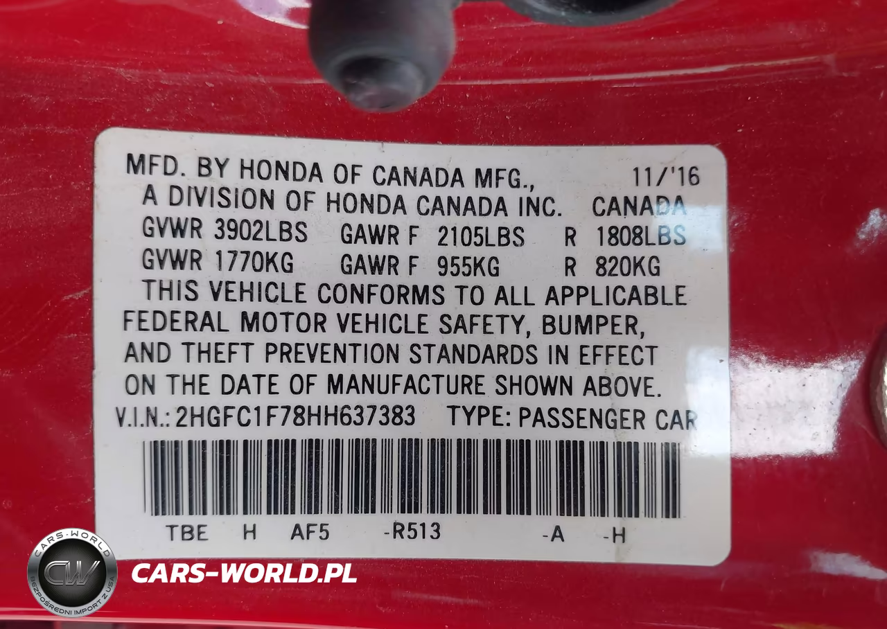 2017 Honda Civic Ex-L VIN:2HGFC1F78HH637383 - 9