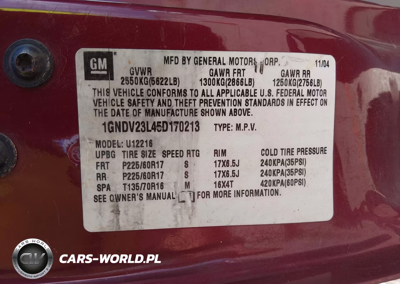2005 Chevrolet Uplander Ls VIN:1GNDV23L45D170213 - 9
