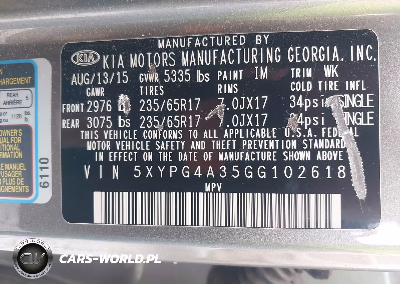 2016 Kia Sorento 2.4L Lx VIN:5XYPG4A35GG102618 - 9
