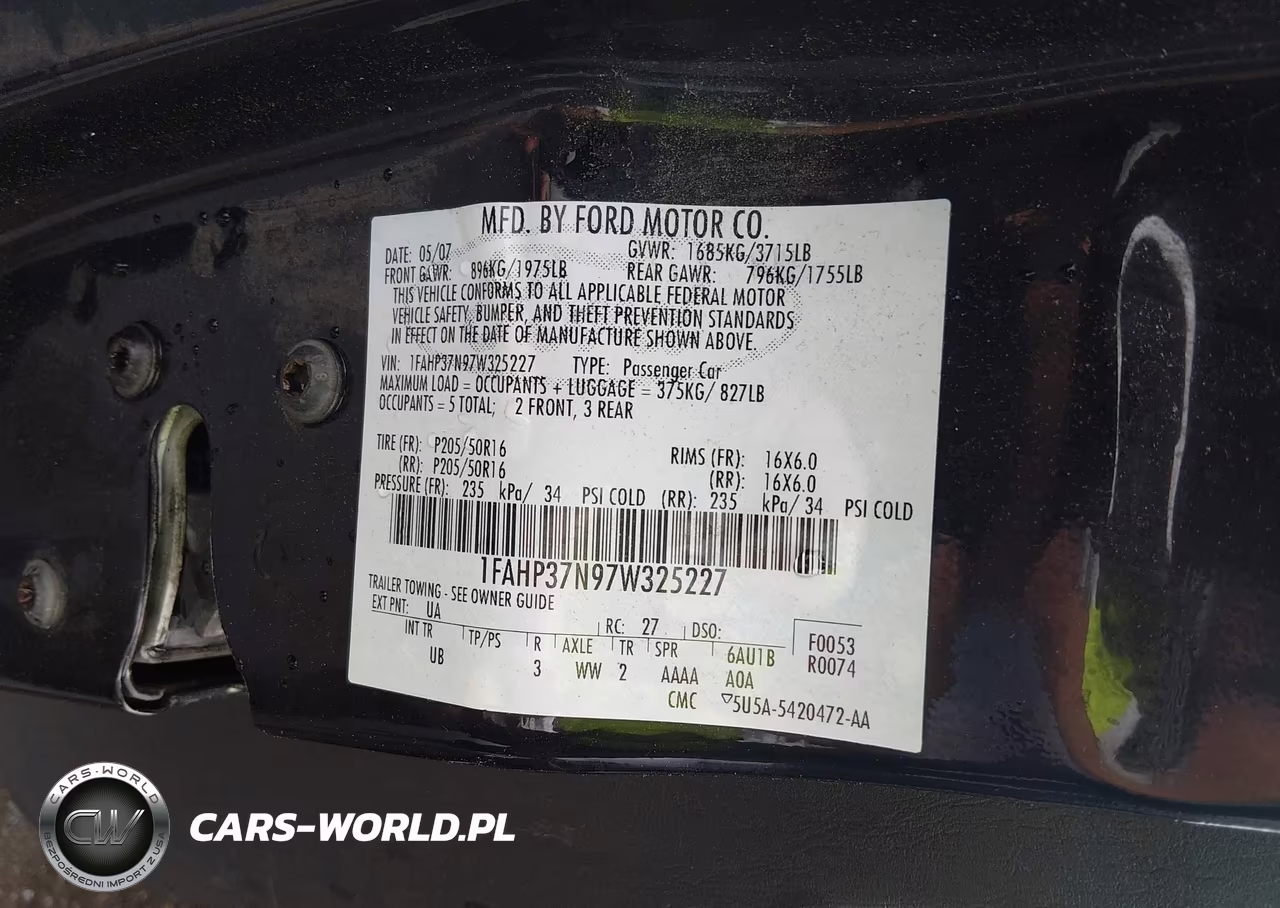 2007 Ford Focus S-Se-Ses VIN:1FAHP37N97W325227 - 9