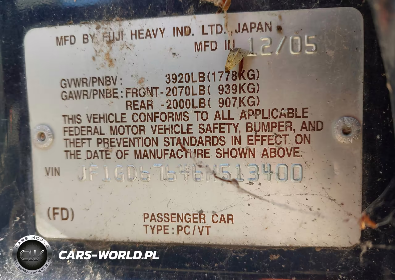 2006 Subaru Impreza 2.5I VIN:JF1GD67646H513400 - 9
