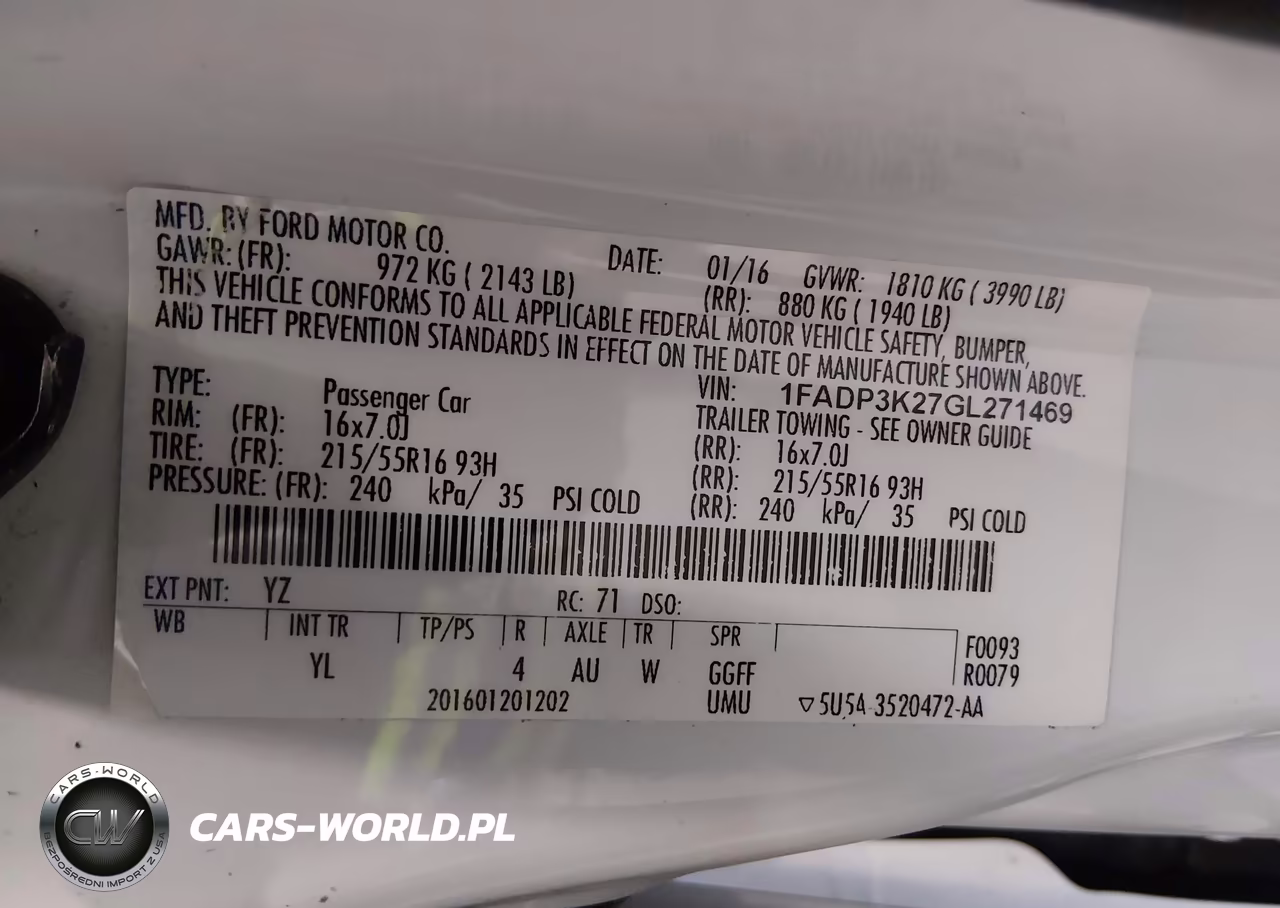 2016 FORD FOCUS SE VIN:1FADP3K27GL271469 - 9