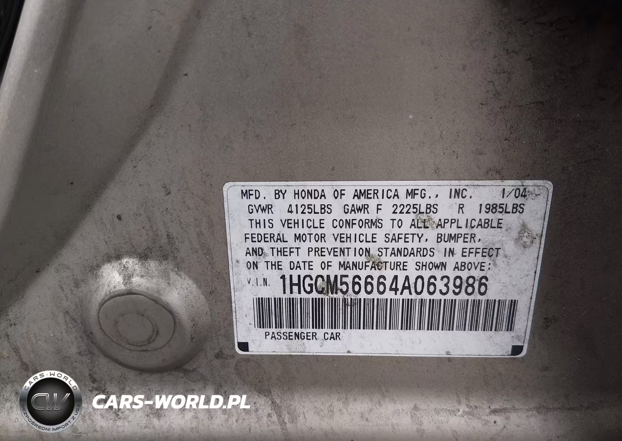 2004 Honda Accord 2.4 Ex VIN:1HGCM56664A063986 - 9