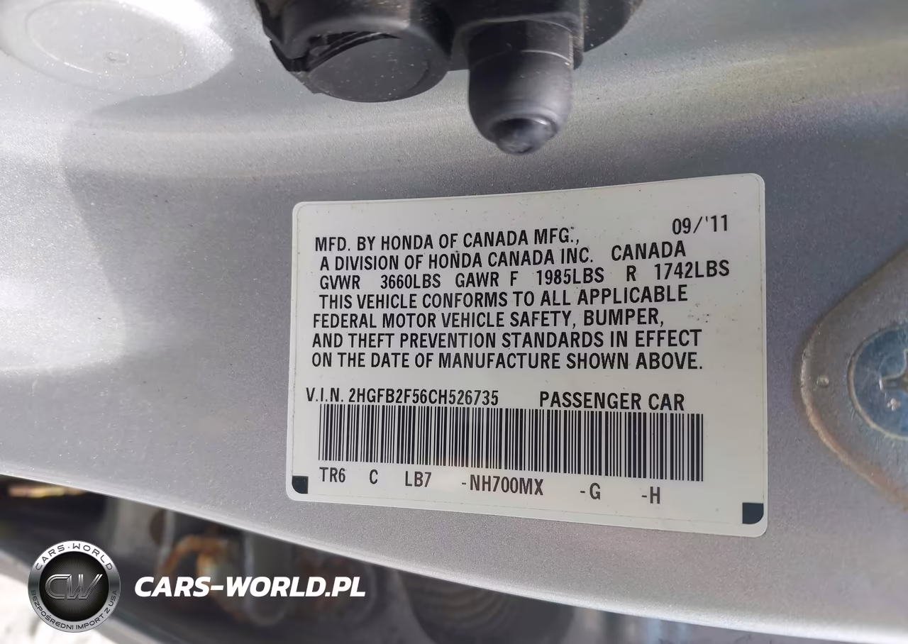 2012 Honda Civic Lx VIN:2HGFB2F56CH526735 - 9