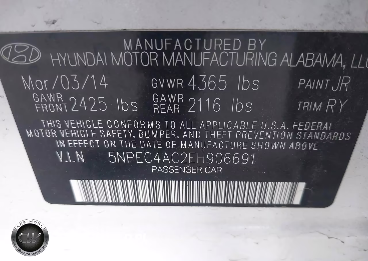 2014 Hyundai Sonata Limited VIN:5NPEC4AC2EH906691 - 9