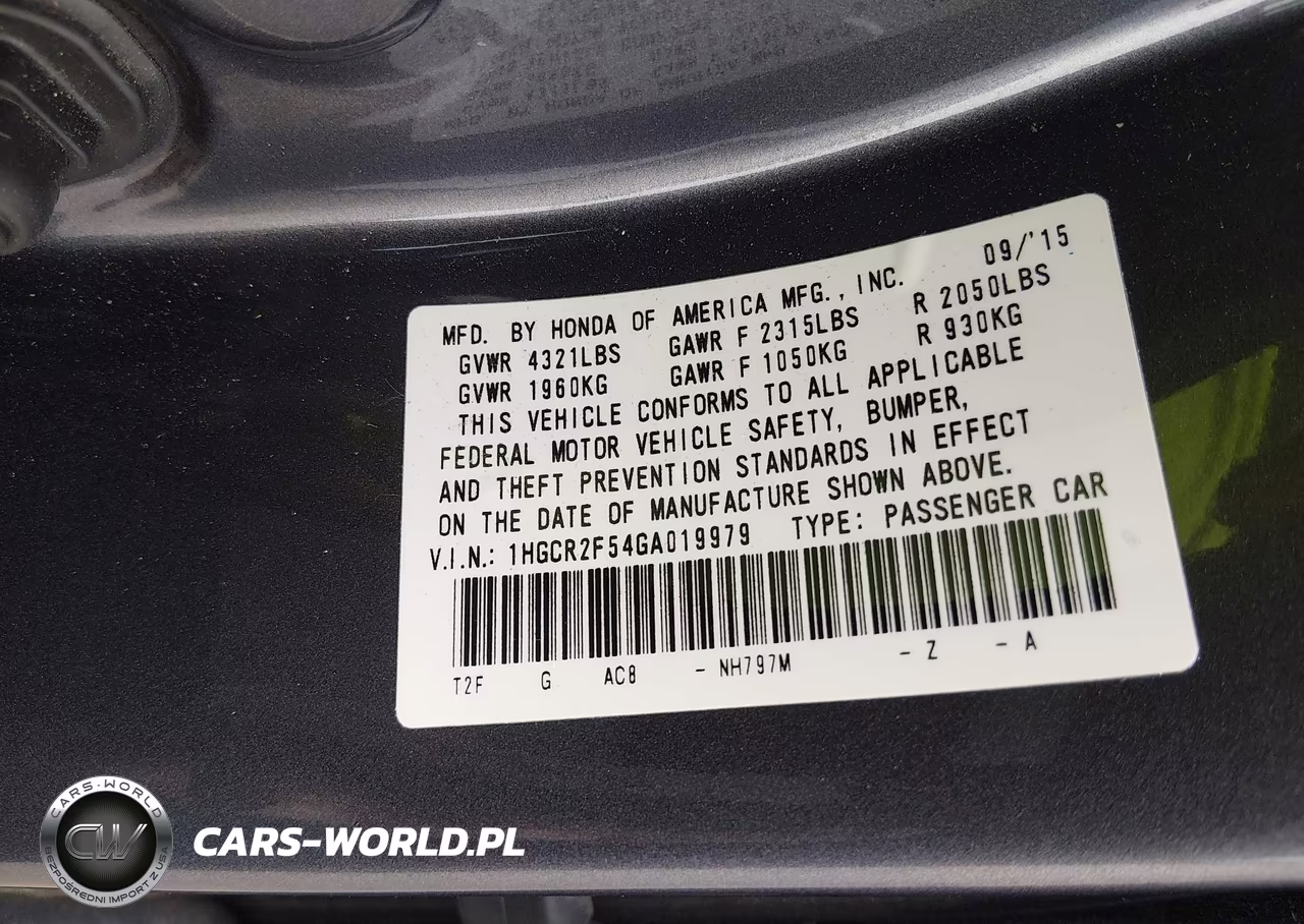 2016 Honda Accord Sport VIN:1HGCR2F54GA019979 - 9